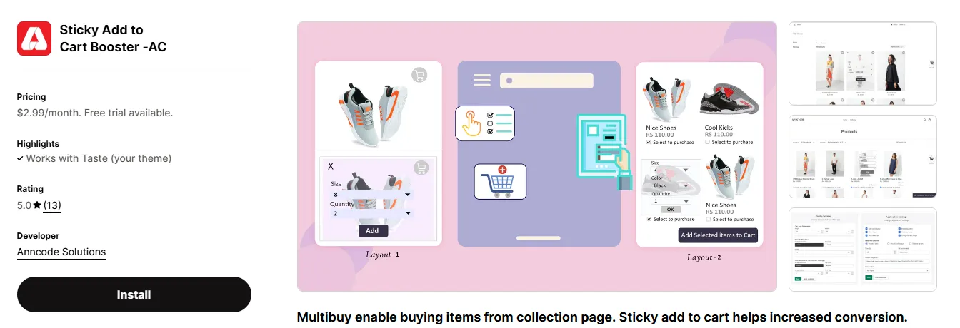 2. Sticky Add to Cart Booster ‑AC